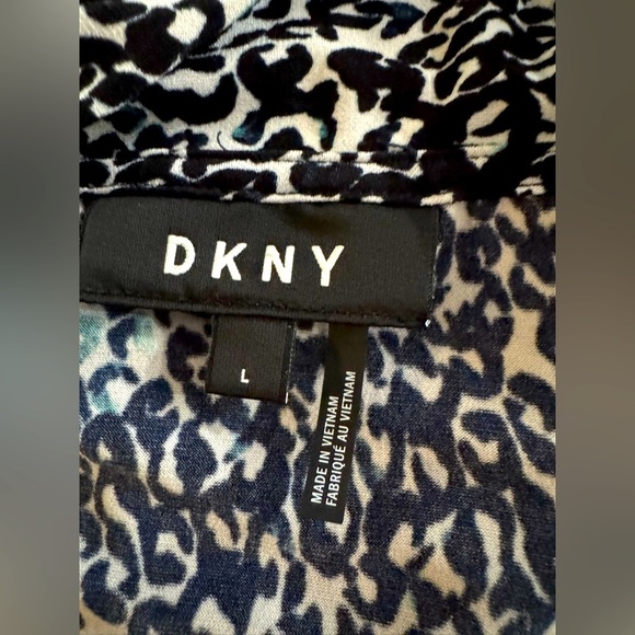 DKNY Blue and Black Wrap Top - Size L - Picture 7 of 9